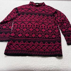 J. Jill Black and Red mock neck tunic Geometric Sweater XL